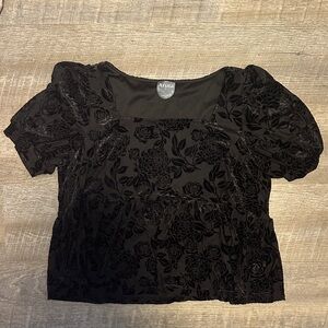 ARULA Black Floral Babydoll Top